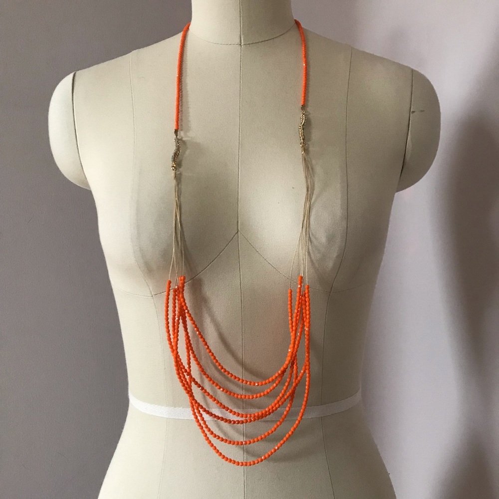 Seasonal Whispers Orange/Gold Beaded Necklace
